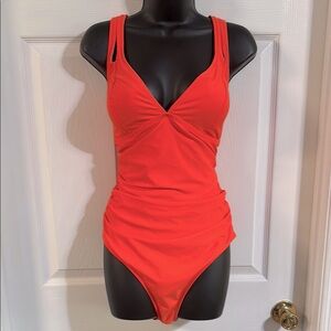 Cupshe tangerine colored one piece swim suit, size XL, NWT.
